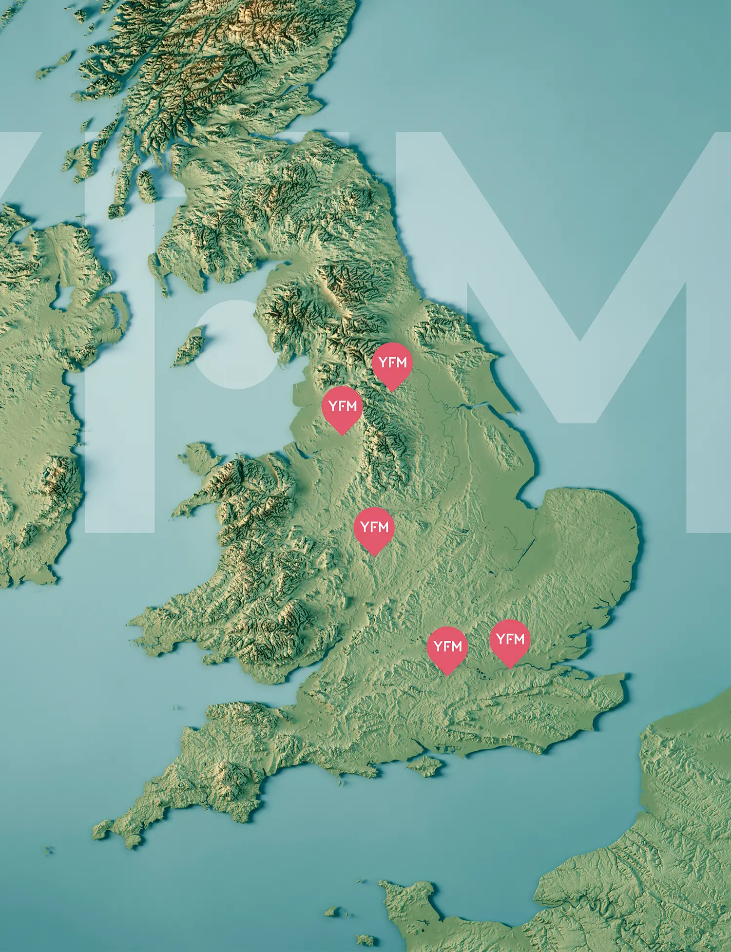 YFM regional map showing YFM imvestments across the UK
