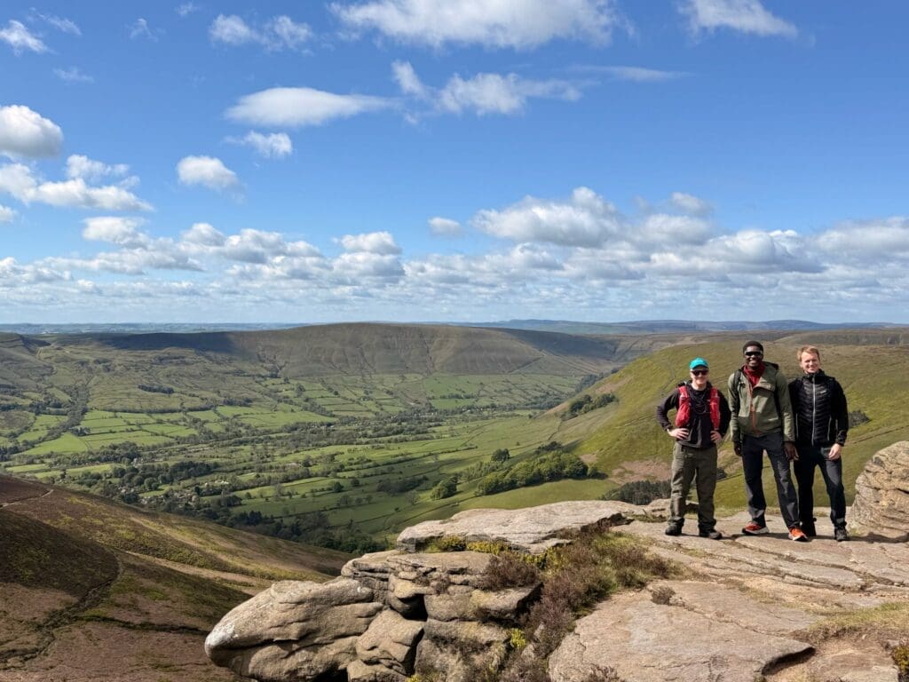 Colleagues from YFM taking part in a fundraising walk across the Peak District countryside.