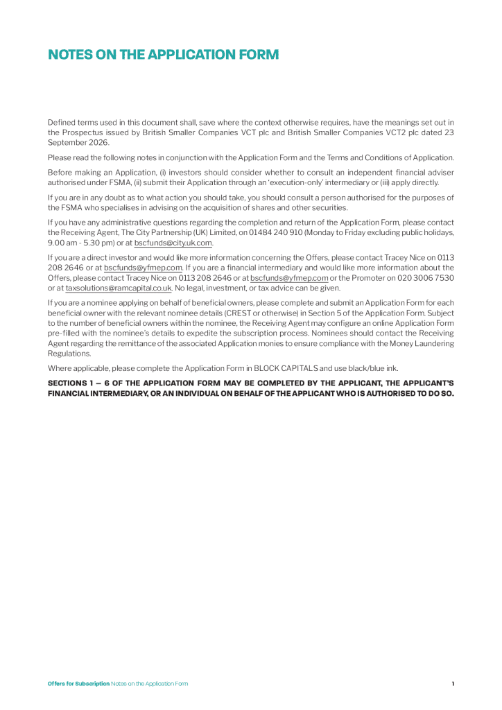 Notes to Application Form PDF